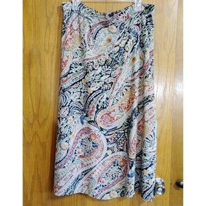 Vince Camuto Sz XL Skirt Midi Feminine Tapestry Paisley Elastic Back Waist